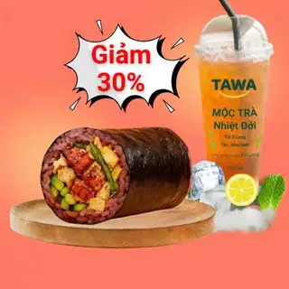 Hình ảnh Combo cơm cuộn heo xá xíu đài loan - sốt Tawa - mộc trà nhiệt đới