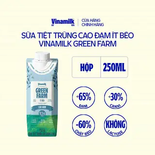 Hình ảnh Sữa Tươi Tiệt Trùng Cao Đạm Ít Béo Vinamilk Green Farm - Hộp 250ml _ 04GP21