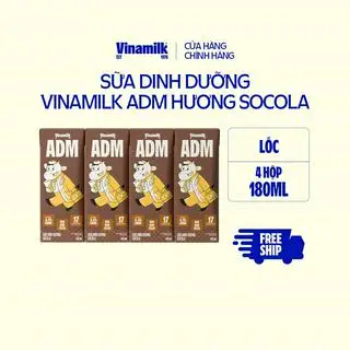 Hình ảnh Sữa dinh dưỡng Vinamilk ADM Sôcôla - Lốc 4 hộp x 180ml_04CC15_LOC