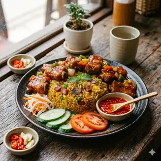 Cơm sườn chua ngọt - 65.000 ₫ tại Cơm Gà Xối Mỡ Cậu Út - Phạm Hùng
