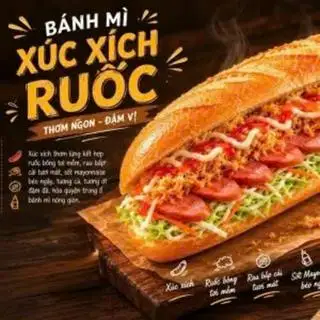 Hình ảnh Bánh mì xúc xích ruốc