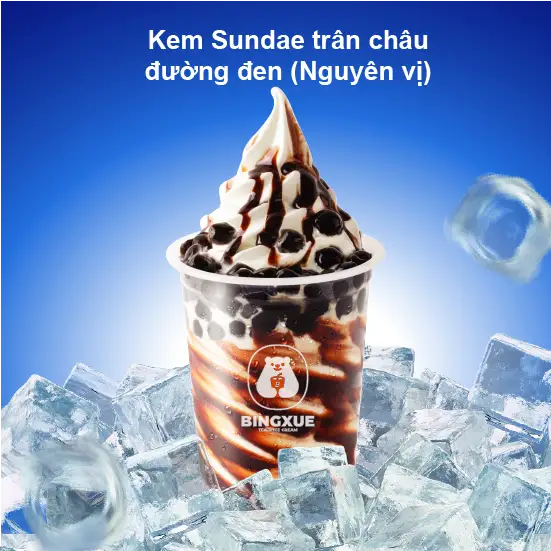 Kem Sundae Trân Châu Đường Đen - Nguyên Vị - 32.000 ₫ tại Bingxue - Kem & Trà Sữa - 64 Vĩnh Hội