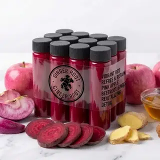 Combo 12 chai - shot gừng củ dền - 309.000 ₫ tại Ginger Root - Nước Ép Lạnh, Bữa Ăn Protein & Shot Gừng - Sky Garden