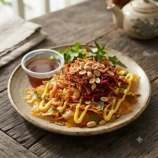Hình ảnh Bánh tráng cuốn trộn - không tóp mỡ