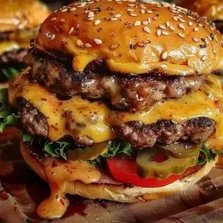 Burger bò phô mai double - beef double - 136.000 ₫ tại Cheese Burger - Nguyễn Oanh