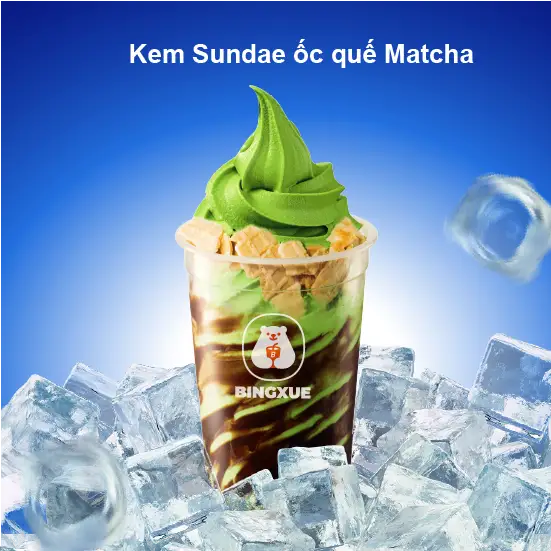 Kem Sundae Ốc Quế - Matcha - 32.000 ₫ tại Bingxue - Kem & Trà Sữa - 64 Vĩnh Hội