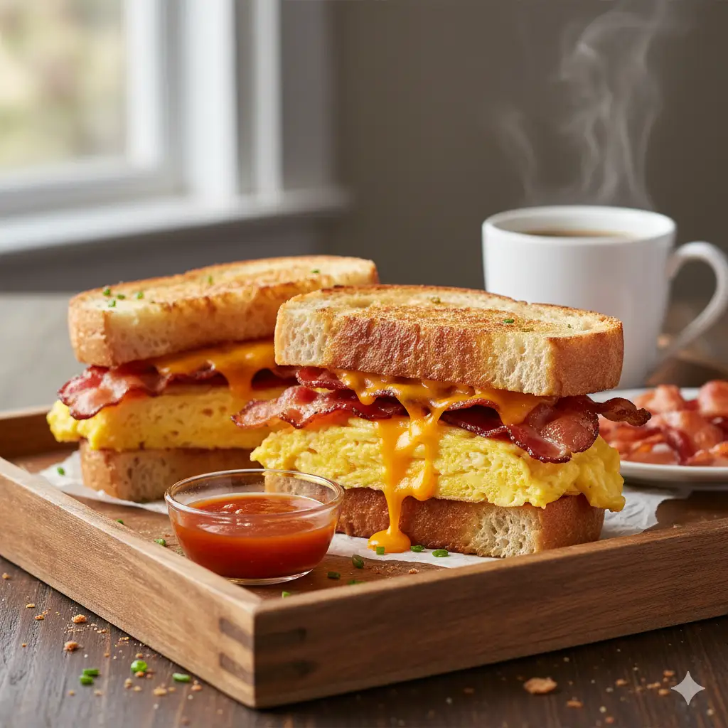 Sandwich trứng - thịt xông khói (1/2) - 36.000 ₫ tại TIỆM XÍ MEO - Cafe, Matcha & Sandwich - Hoàng Sa