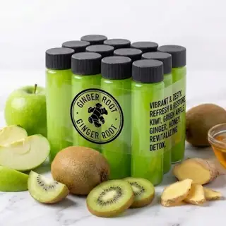Combo 12 chai - shot gừng kiwi táo xanh - 389.000 ₫ tại Ginger Root - Nước Ép Lạnh, Bữa Ăn Protein & Shot Gừng - Sky Garden