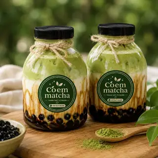 Hình ảnh Matcha cốt đặc trân châu đường đen 400ml