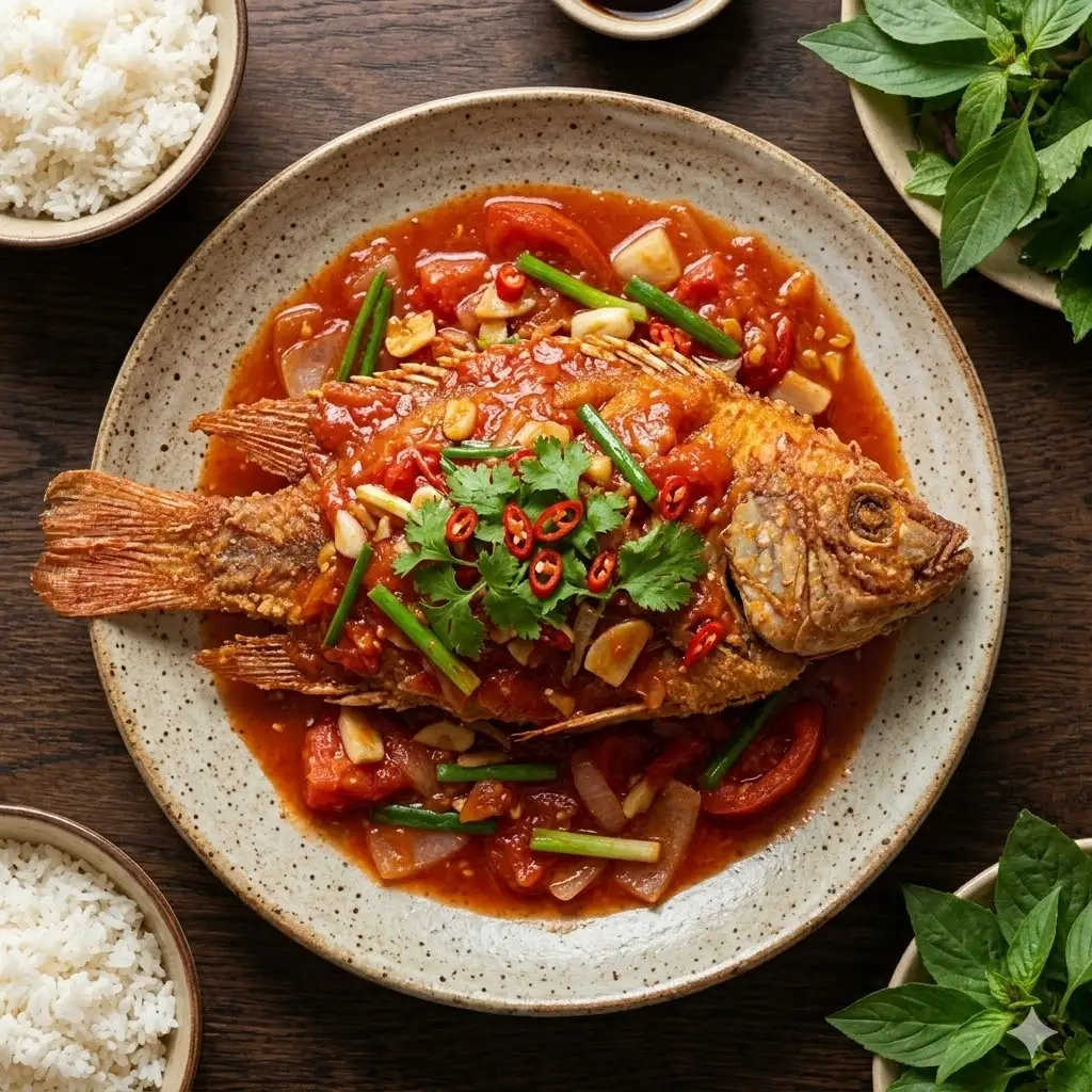 Cá diêu hồng sốt cà chua - 58.000 ₫ tại Ẩm Thực Bác Ba Quán - Đường CN1