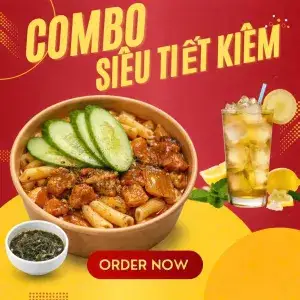Hình ảnh Combo nui bò sốt tiêu ngập trứng + canh rong biển