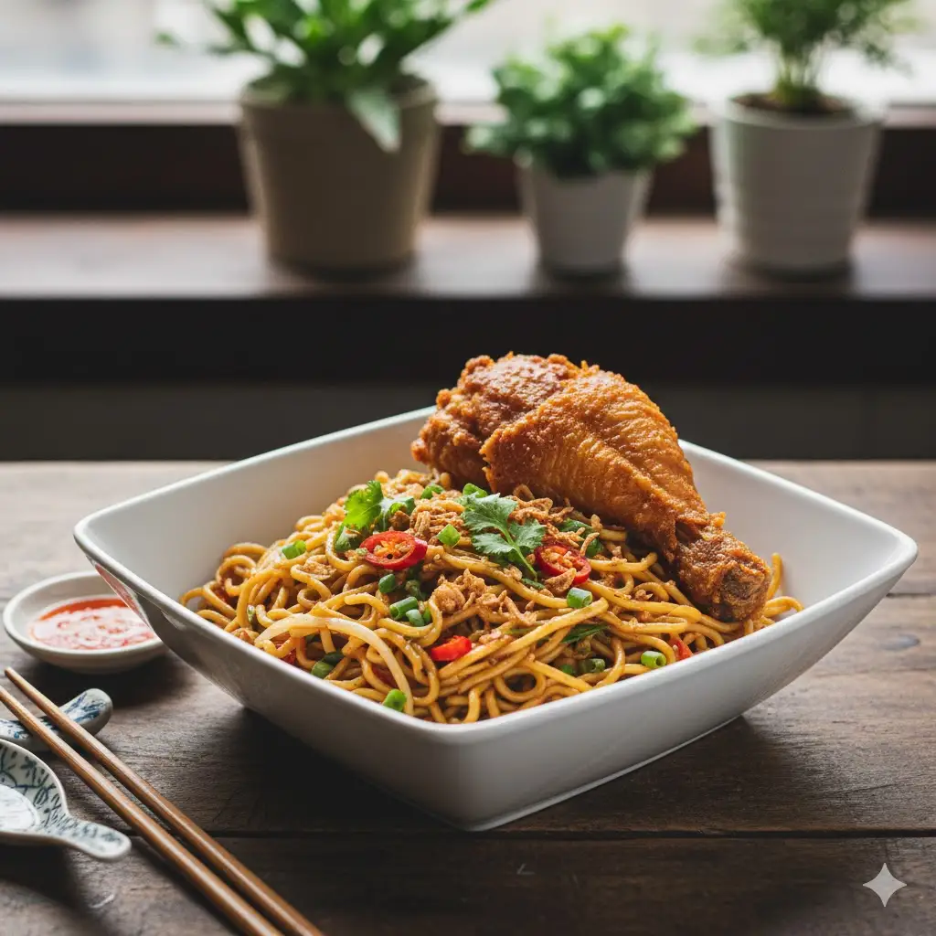 Mì xá xíu đùi gà - 75.000 ₫ tại Mì Trộn & Cơm Gà San San - Nguyễn Gia Trí