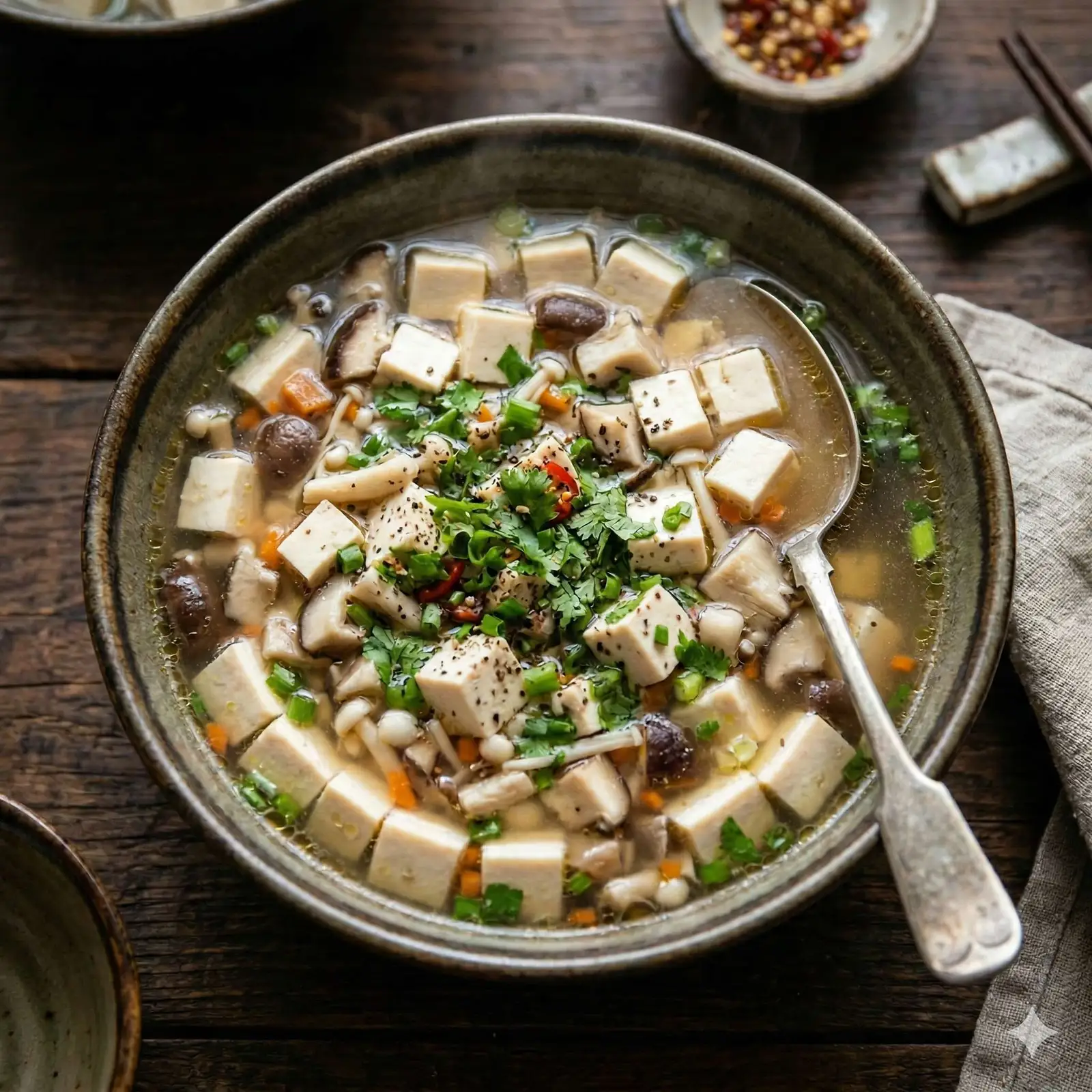 Canh nấm - đậu hủ chay - 15.000 ₫ tại Cơm Chay Tịnh Tâm - Bình Giã