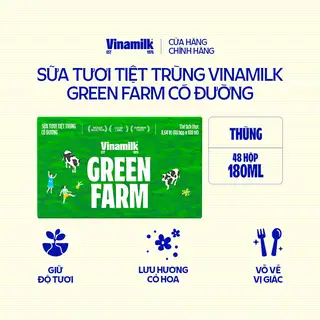 Hình ảnh Thùng 48 Hộp Sữa Tươi Tiệt Trùng Vinamilk Green Farm có đường - Lốc 4 Hộp 180ml_04GD13_THG