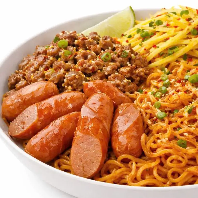 Mì Trộn Bò Bằm & Xúc Xích - 45.000 ₫ tại HAPPY GOGO - BURGER, GÀ RÁN & TACOS - 595 HƯNG PHÚ - Hưng Phú