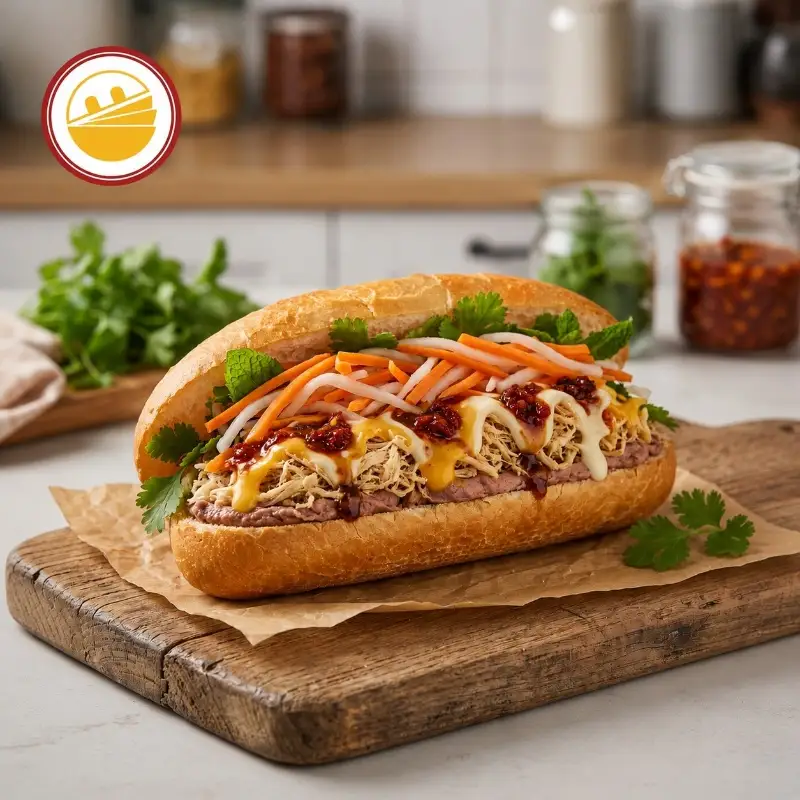 Hình ảnh BÁNH MÌ PATE GÀ XÉ BƠ TỎI