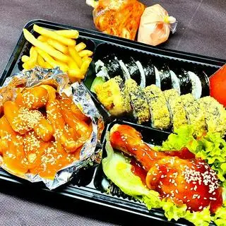 Hình ảnh Set mix kimbap - đùi sốt cay - tok