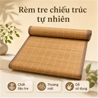 Hình ảnh Chiếu Tre Cuộn Thoáng Mát Dùng Gia Đình Mùa Hè