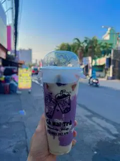 Hình ảnh Trà sữa gạo sốt khoai môn full topping