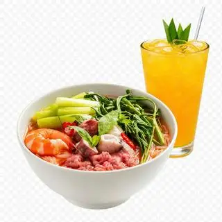 Hình ảnh Combo bún thái + nước ép quýt/bười