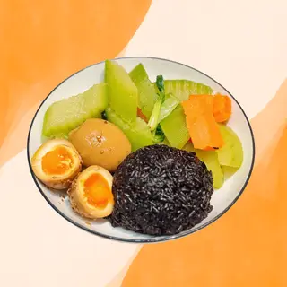 Hình ảnh Cơm gạo lứt đen trứng ngâm tương