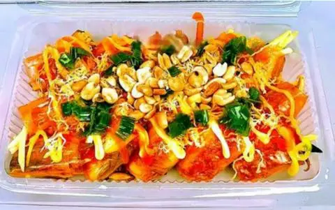 Hình ảnh bánh tráng cuốn chà bông mỡ hành