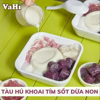 Hình ảnh tàu hũ khoai tím sốt dừa non