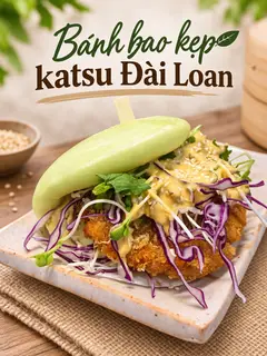 Hình ảnh Bánh bao kẹp katsu giòn chay