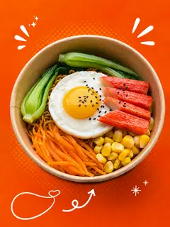 Hình ảnh Mì trộn thanh cua ốp la
