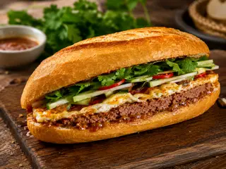 Hình ảnh bánh mỳ xúc xích pate 