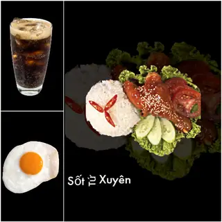 Hình ảnh Cơm Gà Sốt Tứ Xuyên+Trứng Cháy Cạnh+Nước Ngọt Tươi