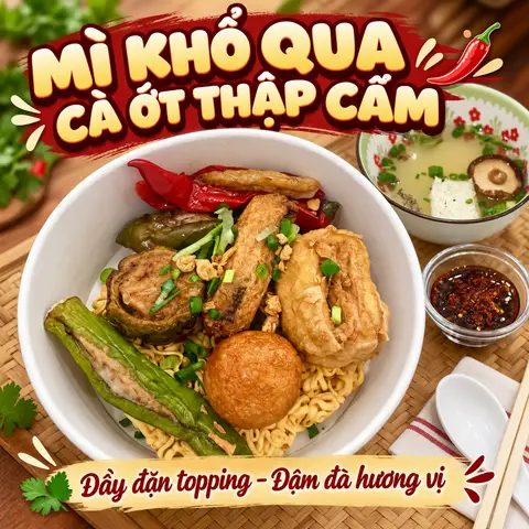 Hình ảnh Mì Khổ Qua Cà Ớt 7 Viên Chả Cá