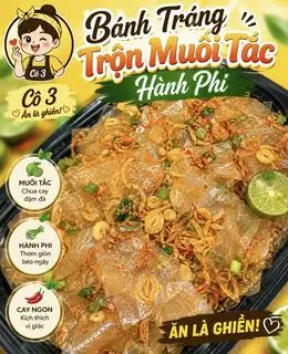 Hình ảnh Bánh tráng phơi sương trộn muối tắc hành phi