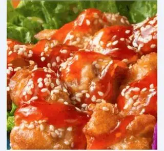 Hình ảnh cơm gà viên sốt ngọt hàn quốc