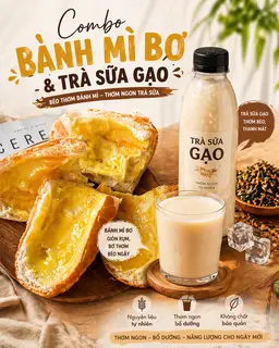 Hình ảnh 2 Bánh mì bơ mật + trà sữa gạo