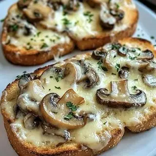 Hình ảnh 2 bánh mì nấm mỡ phô mai
