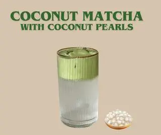 Hình ảnh Coconut Matcha with coco pearls (500ml)
