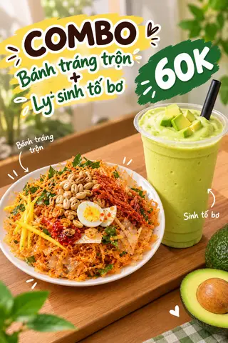 Hình ảnh Combo: Bánh Tráng Trộn + Sinh Tố Bơ
