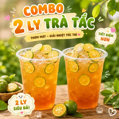 Hình ảnh Combo 2 ly Trà Tắc Khổng Lồ 800ml