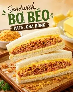 Hình ảnh Sandwich Bơ + Pate + Chà Bông (1bánh)