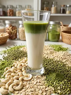 Hình ảnh Sữa hạt mix: Matcha latte Hạt điều + Yến mạch + Đậu xanh