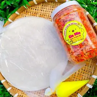 Hình ảnh ( TẶNG 1 BƠ ) 500g Bánh tráng phơi sương - 220g muối tôm hành phi kèm bơ