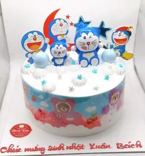 Hình ảnh bánh sinh nhật mèo đoremon (bánh dành cho 5-6 người ăn)