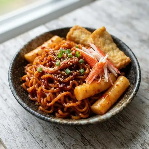 Hình ảnh Mì Hàn Sốt Tokbokki Thanh Cua Chả Cá