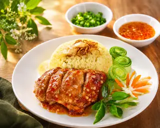 Hình ảnh Cơm Má Đùi Gà Sốt mắm tỏi