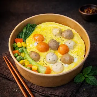 Hình ảnh Mì trứng phủ cá tôm bò