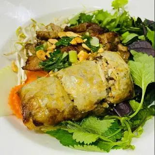 Hình ảnh Bún thịt ba chỉ nướng than+ chả giò 