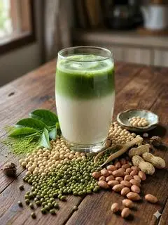 Hình ảnh Sữa hạt mix : matcha latte + đậu nành + đậu xanh + đậu phộng