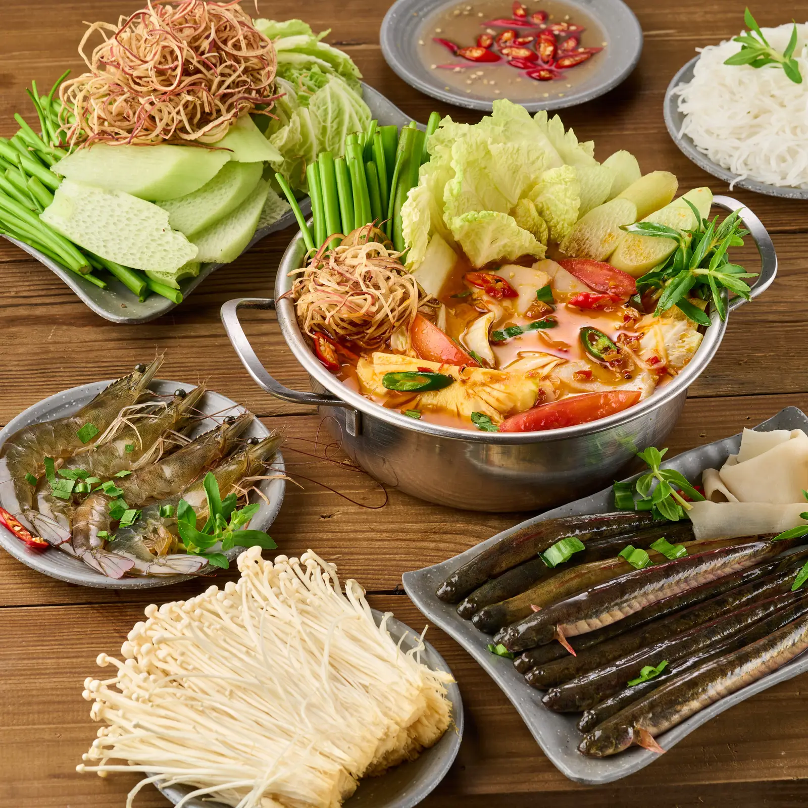 Hình ảnh Combo Lẩu Cá Kèo + Tôm + Bò Mỹ + Nấm Kim Châm
