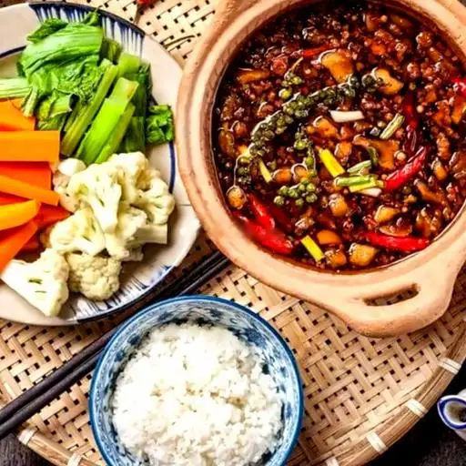 Hình ảnh Cơm kho quẹt rau luộc